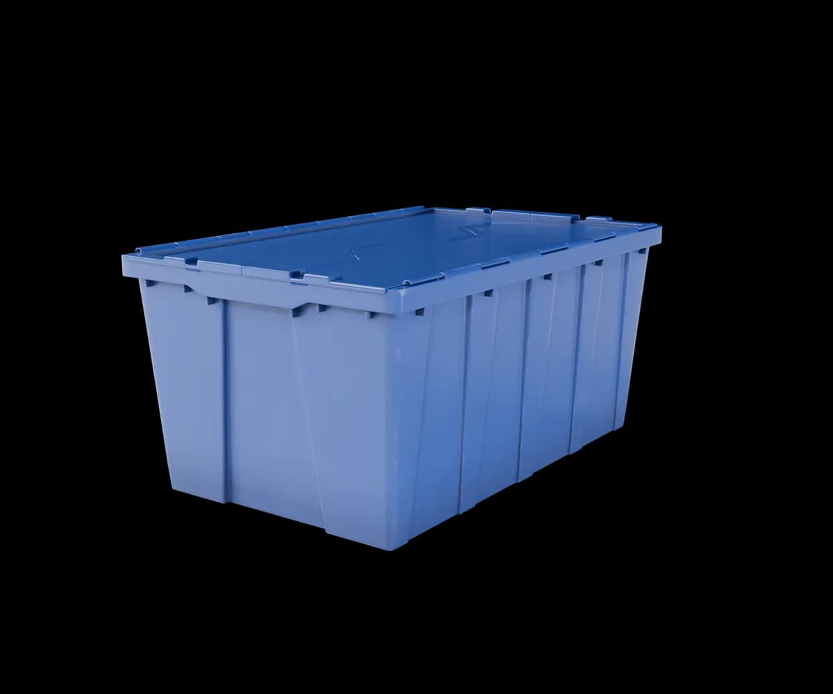 A single royal-blue Sorted bin with labeled dimensions: 27 inches long, 17 inches wide, 12 inches tall.